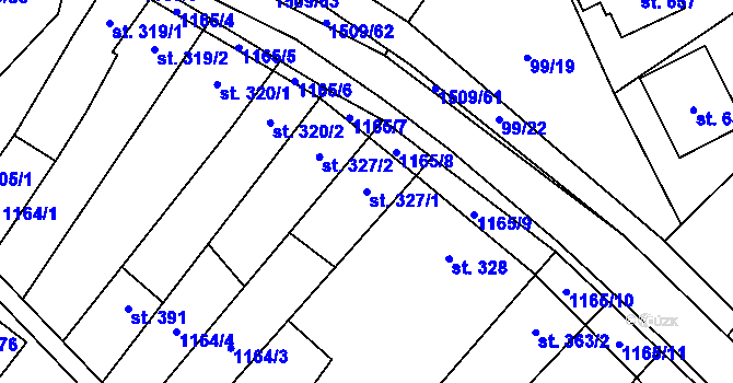 Parcela st. 327/1 v KÚ Kvasice, Katastrální mapa