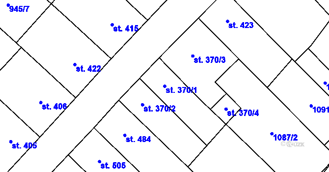 Parcela st. 370/1 v KÚ Kvasice, Katastrální mapa