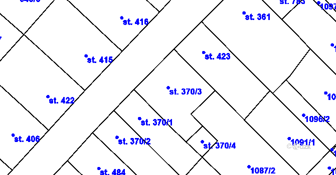 Parcela st. 370/3 v KÚ Kvasice, Katastrální mapa