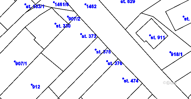 Parcela st. 375 v KÚ Kvasice, Katastrální mapa