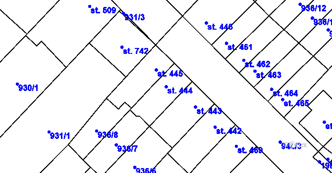 Parcela st. 444 v KÚ Kvasice, Katastrální mapa