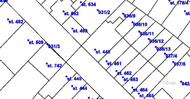 Parcela st. 446 v KÚ Kvasice, Katastrální mapa