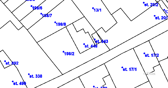 Parcela st. 448 v KÚ Kvasice, Katastrální mapa