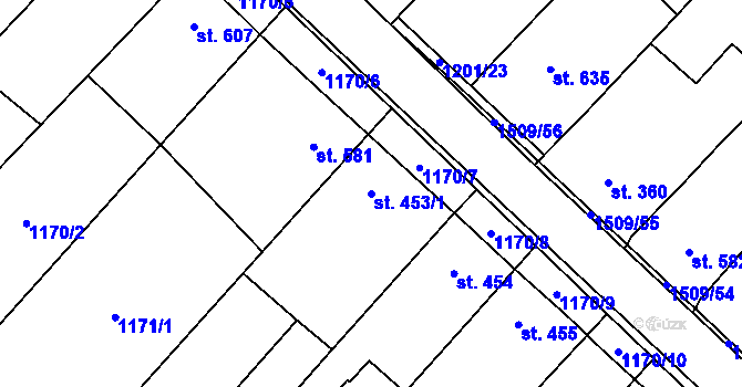 Parcela st. 453/1 v KÚ Kvasice, Katastrální mapa