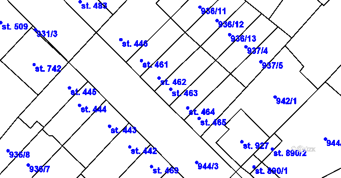 Parcela st. 463 v KÚ Kvasice, Katastrální mapa