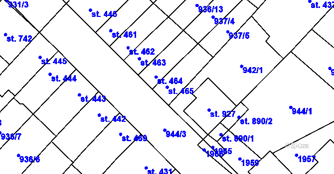Parcela st. 465 v KÚ Kvasice, Katastrální mapa