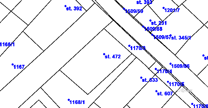 Parcela st. 472 v KÚ Kvasice, Katastrální mapa