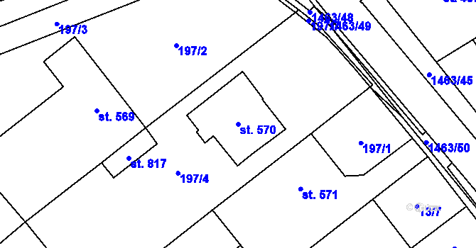 Parcela st. 570 v KÚ Kvasice, Katastrální mapa
