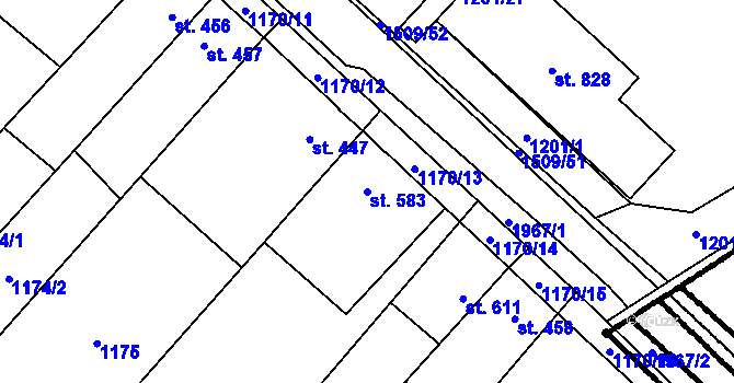 Parcela st. 583 v KÚ Kvasice, Katastrální mapa