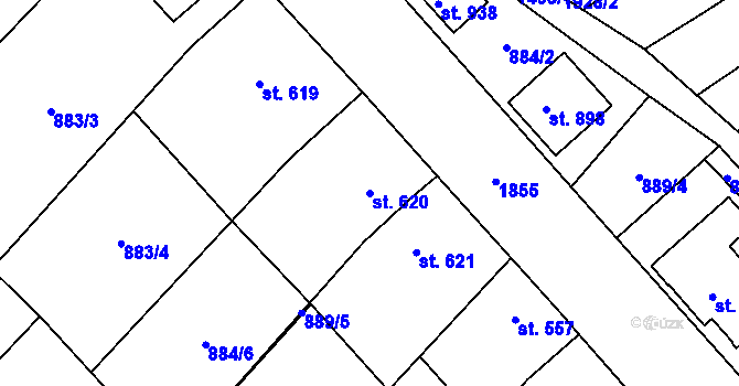 Parcela st. 620 v KÚ Kvasice, Katastrální mapa