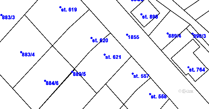 Parcela st. 621 v KÚ Kvasice, Katastrální mapa