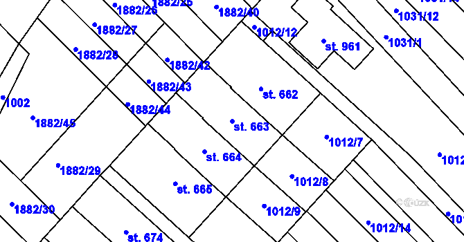 Parcela st. 663 v KÚ Kvasice, Katastrální mapa