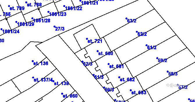 Parcela st. 680 v KÚ Kvasice, Katastrální mapa