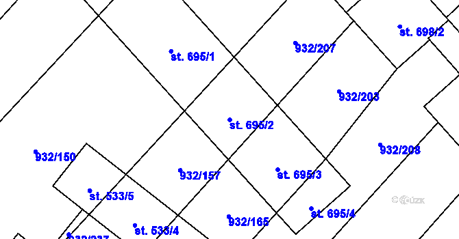 Parcela st. 695/2 v KÚ Kvasice, Katastrální mapa