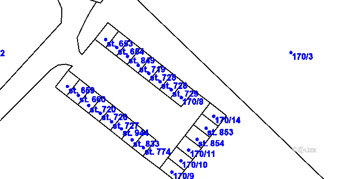 Parcela st. 729 v KÚ Kvasice, Katastrální mapa