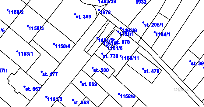 Parcela st. 730 v KÚ Kvasice, Katastrální mapa