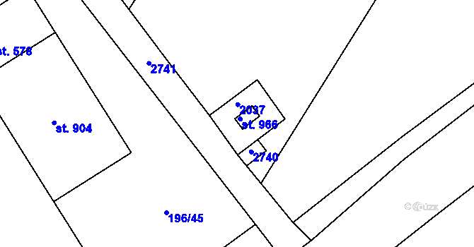 Parcela st. 735 v KÚ Kvasice, Katastrální mapa