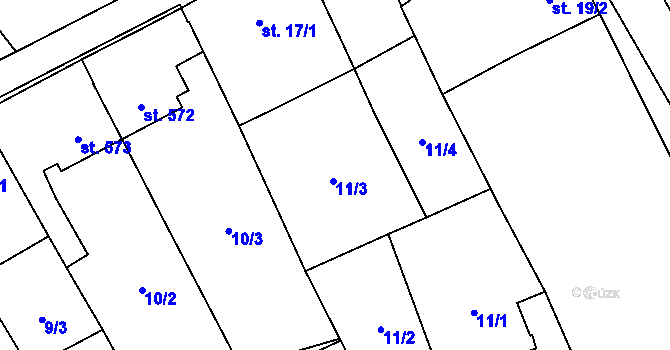 Parcela st. 11/3 v KÚ Kvasice, Katastrální mapa