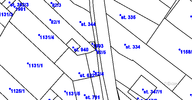Parcela st. 82/5 v KÚ Kvasice, Katastrální mapa