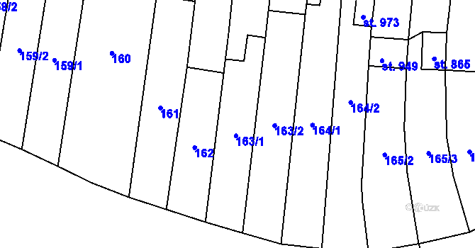 Parcela st. 163/1 v KÚ Kvasice, Katastrální mapa