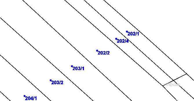 Parcela st. 202/2 v KÚ Kvasice, Katastrální mapa