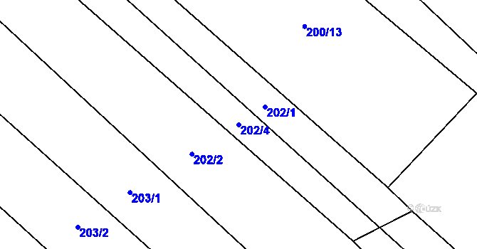 Parcela st. 202/4 v KÚ Kvasice, Katastrální mapa