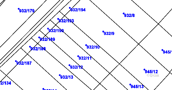 Parcela st. 932/10 v KÚ Kvasice, Katastrální mapa
