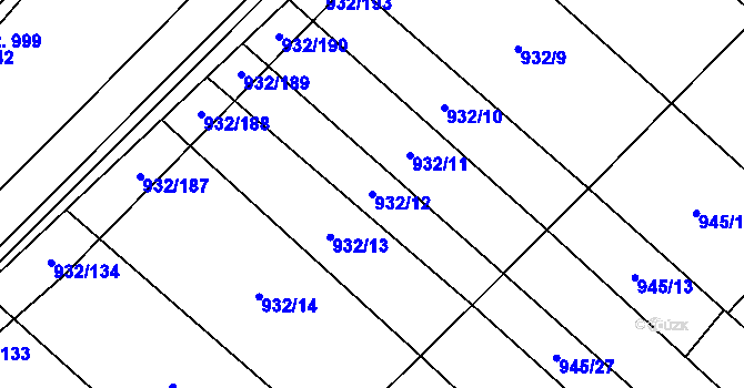 Parcela st. 932/12 v KÚ Kvasice, Katastrální mapa
