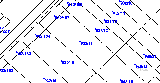 Parcela st. 932/14 v KÚ Kvasice, Katastrální mapa