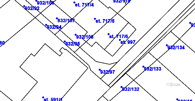 Parcela st. 932/109 v KÚ Kvasice, Katastrální mapa