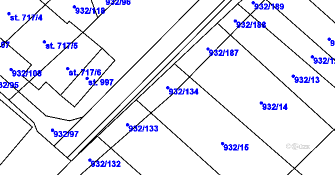 Parcela st. 932/134 v KÚ Kvasice, Katastrální mapa