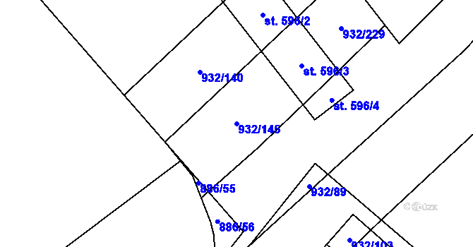Parcela st. 932/145 v KÚ Kvasice, Katastrální mapa