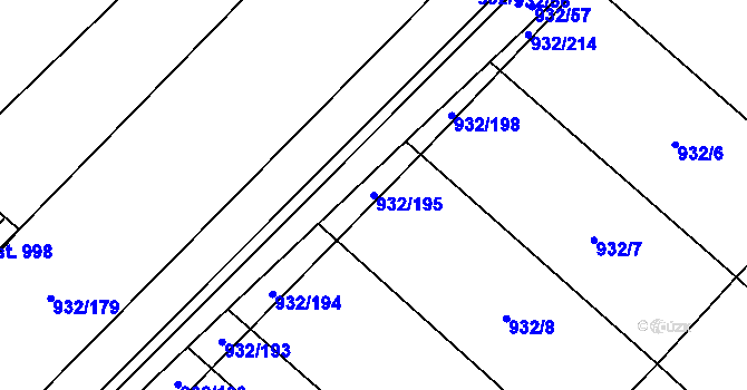Parcela st. 932/195 v KÚ Kvasice, Katastrální mapa