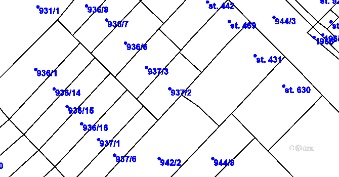 Parcela st. 937/2 v KÚ Kvasice, Katastrální mapa