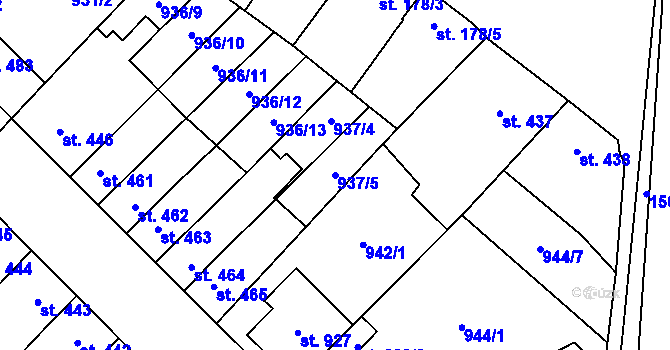 Parcela st. 937/5 v KÚ Kvasice, Katastrální mapa