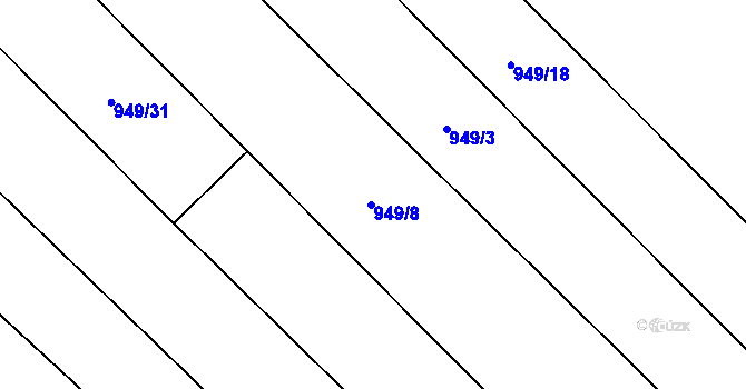 Parcela st. 949/8 v KÚ Kvasice, Katastrální mapa