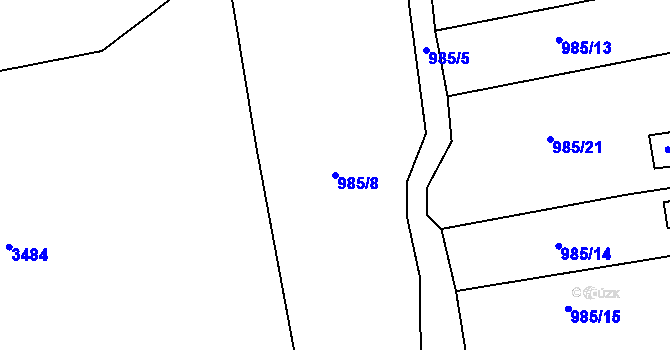 Parcela st. 985/8 v KÚ Kvasice, Katastrální mapa
