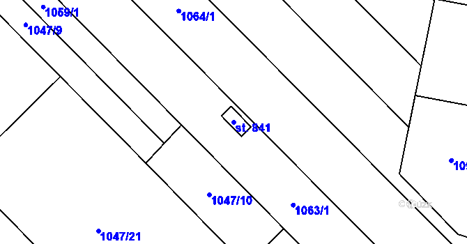 Parcela st. 841 v KÚ Kvasice, Katastrální mapa