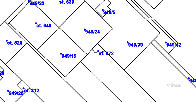 Parcela st. 872 v KÚ Kvasice, Katastrální mapa