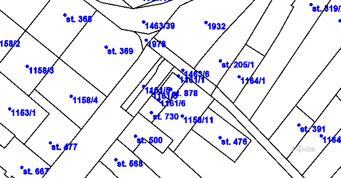 Parcela st. 878 v KÚ Kvasice, Katastrální mapa