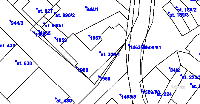 Parcela st. 329/1 v KÚ Kvasice, Katastrální mapa