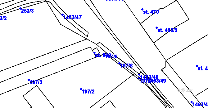 Parcela st. 197/6 v KÚ Kvasice, Katastrální mapa