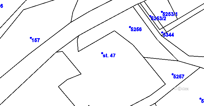 Parcela st. 47 v KÚ Kvasiny, Katastrální mapa