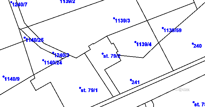 Parcela st. 79/2 v KÚ Kvasiny, Katastrální mapa