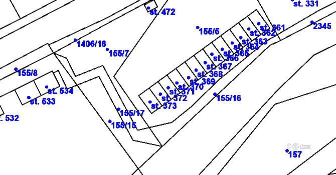 Parcela st. 371 v KÚ Kvasiny, Katastrální mapa