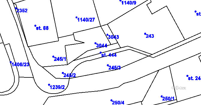 Parcela st. 444 v KÚ Kvasiny, Katastrální mapa