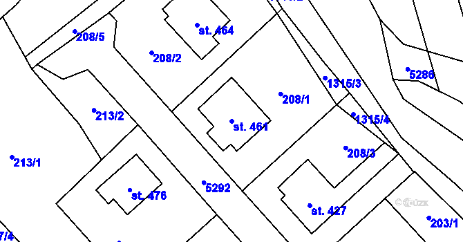 Parcela st. 461 v KÚ Kvasiny, Katastrální mapa