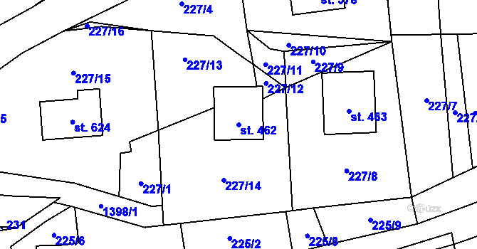Parcela st. 462 v KÚ Kvasiny, Katastrální mapa