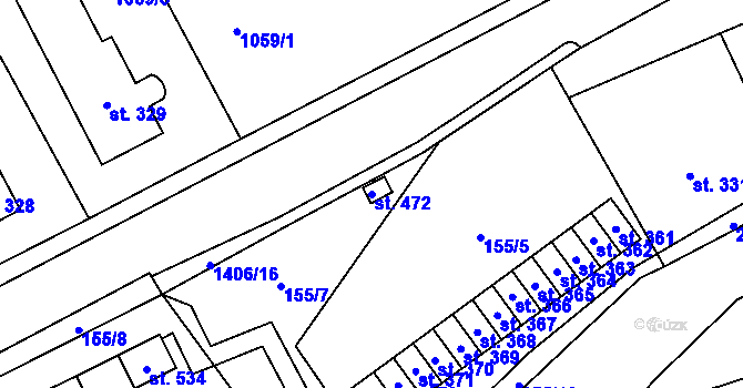 Parcela st. 472 v KÚ Kvasiny, Katastrální mapa