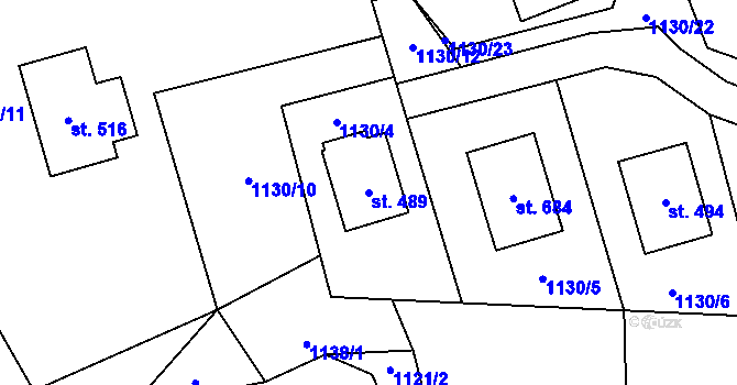 Parcela st. 489 v KÚ Kvasiny, Katastrální mapa